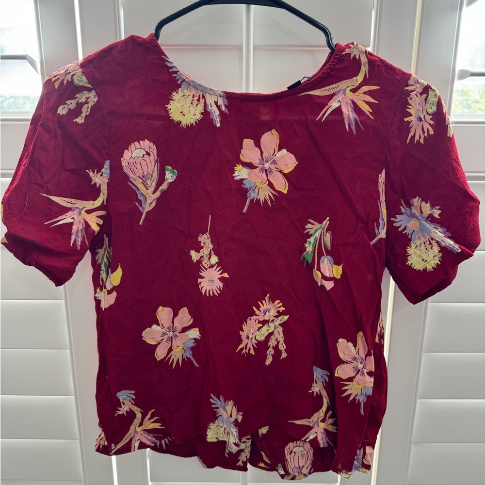 Madewell Red Floral Blouse